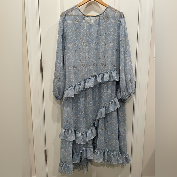 SENLIS Blue Long Sleeve Dress Sz M - Picture 2 of 7